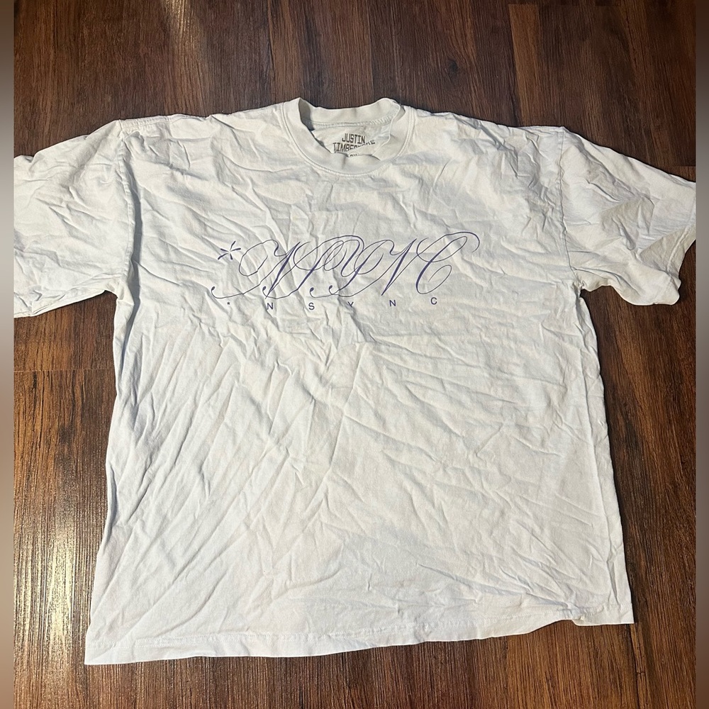 2X NSYNC/ Justin Timberlake light blue Graphic Shirt with Script Logo